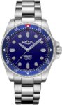 Rotary Mens Automatic Watch with Blue Dial and Silver Strap GB05136/05