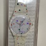 Swatch All Over Paint Spatter Watch GW150 Swiss Made White Colorful Rare NIB New