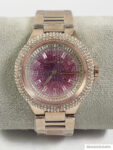 NEW Michael Kors Camille Pink Ombre Pave Glitz Rose Gold Stainless Watch MK7340