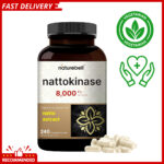 Nattokinase Supplement 8,000 FU per Serving, 240 Veggie Capsules | Traditional N