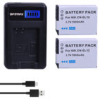 2pcs EN-EL12 ENEL12 EN EL12 Battery + LCD USB Charger for Nikon COOLPIX S630 S610 S640 S1000 S1200pj S31 S6000 S6100 AW120s P340