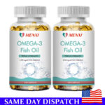 2PACKS Omega 3 Fish Oil Capsules 3x Strength 3600mg EPA & DHA, Highest Potency