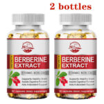 Organic Berberine HCl Capsules – 1200mg, 2×60ct Pack, Gut Health & Immune Boost