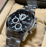 SEIKO Chronograph SND371P Black Tachymeter Men’s WristsWatch Quartz Brand New