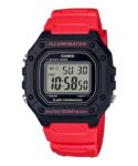 Casio W218H-4BV, 50 Meter WR Chronograph Watch, Alarm, Red Resin, Illuminator