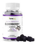 Black Elderberry Gummies 60 Count Vitamin C Zinc Natural Berry Flavor Immune +