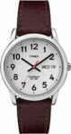 Timex T20041, Men’s Easy Reader Brown Leather Watch, Indiglo, Date, 35MM Case