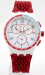 Swiss Swatch Originals Chronograph Red Track Silicone Men Watch 42mm SUSM403