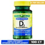 Spring Valley Vitamin D3 Softgels, 5000 IU, 100 Count