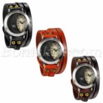 Mens Women Retro Leather Strap Tower Pattern Quartz Wrist Watch Cool Bangle Cuff