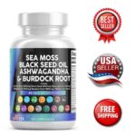 Sea Moss 3000mg Black Seed Oil 2000mg Ashwaganda 1000mg Tumeric 1000 Bladderwrac