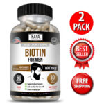 (2 Pack) Men’s Biotin Promote Beard Hair Growth, Healthy Skin, Metabolic Booster