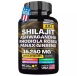 Globaltech Shilajit, Ashwagandha, Rhodiola, Ginseng – 15,250mg  (USA Made)