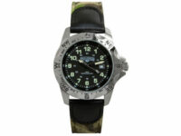 Field & Stream Men’s Base Camp Camouflage Genuine Leather Strap Black Dial Watch