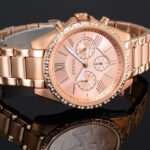 FOSSIL Modern Courier Womens Chronograph Glitz Watch Rose Gold Stainless Steel