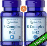 2 Pack Vitamin B Complex with Vit B-12, B1, B2, B3 B12, 180 Tabs (2×90) Exp 2026