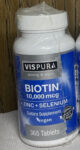 Vispura Biotin 10000 mcg with Zinc, Selenium, 365 Tablets Vegan & Extra Strong