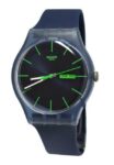 New Swatch Originals Blue Rebel Day Date Silicone Band Watch 42mm SUON700 $85