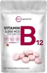 Micro Ingredients Vitamin B12 5000mcg | Methyl B12 Active Form – 180 Chewable |