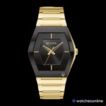 Bulova Futuro Gemini Black Dial Gold Tone Stainless Steel Men’s Watch 97A164