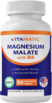 Vitamatic Magnesium Malate 2000mg per Serving – 90 Vegetarian Tablets – Added B6