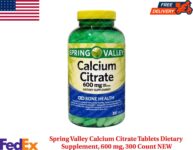 Spring Valley Calcium Citrate Tablets Dietary Supplement, 600 mg, 300 Count NEW