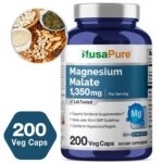 Magnesium Malate 1350mg 200 Veggie Capsules (Vegan, Non-GMO & Gluten-Free)