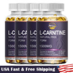 L-Carnitine Softgel – 1500mg Fat Burner Weight Loss, Energy Support 1/2/4Bottles