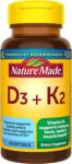 Nature Made Vitamin D3 K2 5000 IU 125 mcg Dietary Supplement for Bone Teeth 30ct