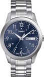 Timex TW2P67300, Men’s Silvertone Expansion Band Watch, Indiglo, Day/Date, NEW