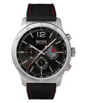 New HUGO BOSS Men’s Professional Black Dial Rubber Strap Sport Chronograph Watch