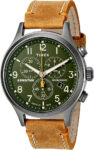 Timex Men’s Expedition Scout Chronograph Green Dial Indiglo Tan Leather Watch