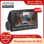 70mai Dash Cam A810 UHD 4K 150°FOV Built-in GPS ADAS 24H Parking AI Motion Car DVR 70mai A810 HDR Dual-Channel Route Tracking