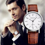 Men Fashion Leather Band Analog Quartz Wrist Watch Business Wrist Watches US