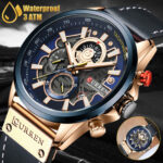 CURREN Men’s Watch Chronograph Sport Quartz Date Calendar Leather Strap Luminous