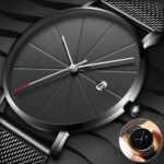 Trendy Men’s Ultra Thin Minimalist Quartz Watch Stainless Steel Sport Wristwatch