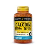 Mason Natural Calcium 1200 mg & Vitamin D3 50mcg 2000IU Immune Sup, 60 Softgels