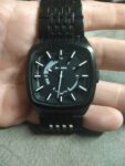 NEW DIESEL BLACK TONE STAINLESS STEEL,WHITE MARKINGS DIAL BRACELET WATCH DZ1586