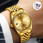 Waterproof Men’s Gold Quartz Watch Stainless Steel Classic Business Wristwatch