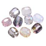 10pcs Shiny Plated 8mm 10mm Round Cylinder Shape Faceted Crystal Glass Loose Beads For Jewelry Making