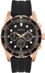 Bulova Men’s Classic Chronograph Luminous Quartz Black  Watch 44 MM 98A192