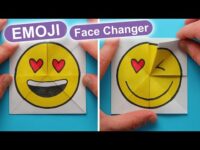 My mood – paper toy DIY. School craft – Origami Emoji paper toy. Emoji Magic Card – Face Changer