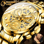 Gold Men’s Watch Relojes De Hombre Waterproof Stainless Steel Luminous Classic