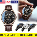 Men,Watch Leather Waterproof Luminous Men’s Quartz Wristwatch Luxury Man Watches