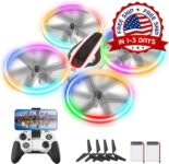 Drone con cámara para adultos niños 1080P FPV plegable Quadcopter RGB luces NEW