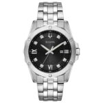 Bulova Men’s Quartz Diamond Accent Silver Calendar Watch 43MM 96K106