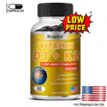 Vitamin K2 + Vitamin D3 (5000 IU) 30/60Capsules – Gluten Free-Free Shipping