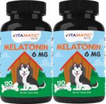 2-Pack Vitamatic Melatonin for Dogs  6 mg  120 Beef Flavored Chewable Tablets