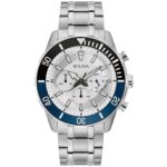 Bulova Men’s Classic Chronograph Quartz Silver Stainless Steel Watch 44MM 98A257