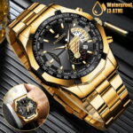 Waterproof Gold Men’s Watch Classic Stainless Steel Quartz Business Wristwatch